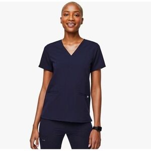 Figs Womens Casma Top‎ Size Small Navy Blue Scrub Shirt Three Pocket